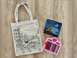 D.I.Y Colouring Little Excavator Truck Tote Bag