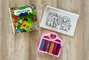 DIY Colouring Elephant and Lion Pouch