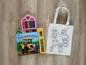 DIY Colouring Farm Animals Tote Bag