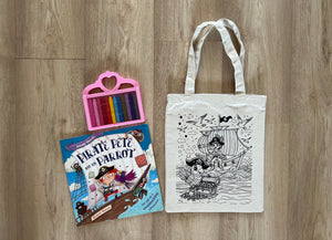 DIY Colouring Pirate and Parrot Tote Bag