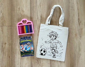 DIY Colouring Soccer Champ Tote Bag