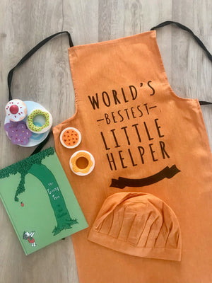 World's Bestest Little Helper : Chef Apron & Hat (Orange)