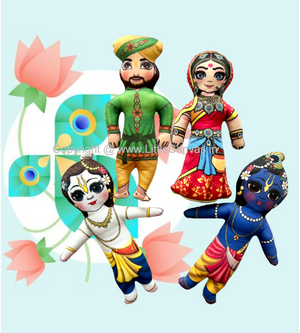 Lord Krishna Parivaar Plush Dolls (Nanda Baba , Yashoda , Krishna , Balrama )