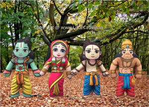 Ram Darbaar Plush Dolls (Set of 4 : Lord Ram , Lord Lakshman , Lord Hanuman , Goddess Sita )
