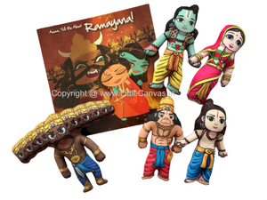 Ramayana Plush Dolls (Set of 5 : Lord Ram , Lord Lakshman , Lord Hanuman , Goddess Sita and Ravana)